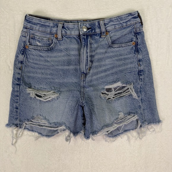 American Eagle Outfitters Pants - American Eagle Jean Shorts Womens 4 Blue Light Wash Baggy Mom Distressed Denim